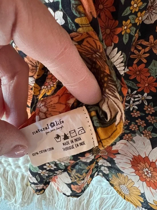 Natural Life Cotton Tunic Orange Floral Size Small/Medium - Picture 8 of 8